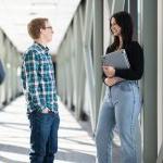 Master public policy students in hallway